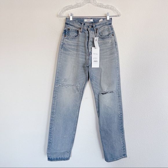 MOUSSY VINTAGE MV Teaneck Wide Straight Jeans size 24” in light/Blue - Picture 6 of 12